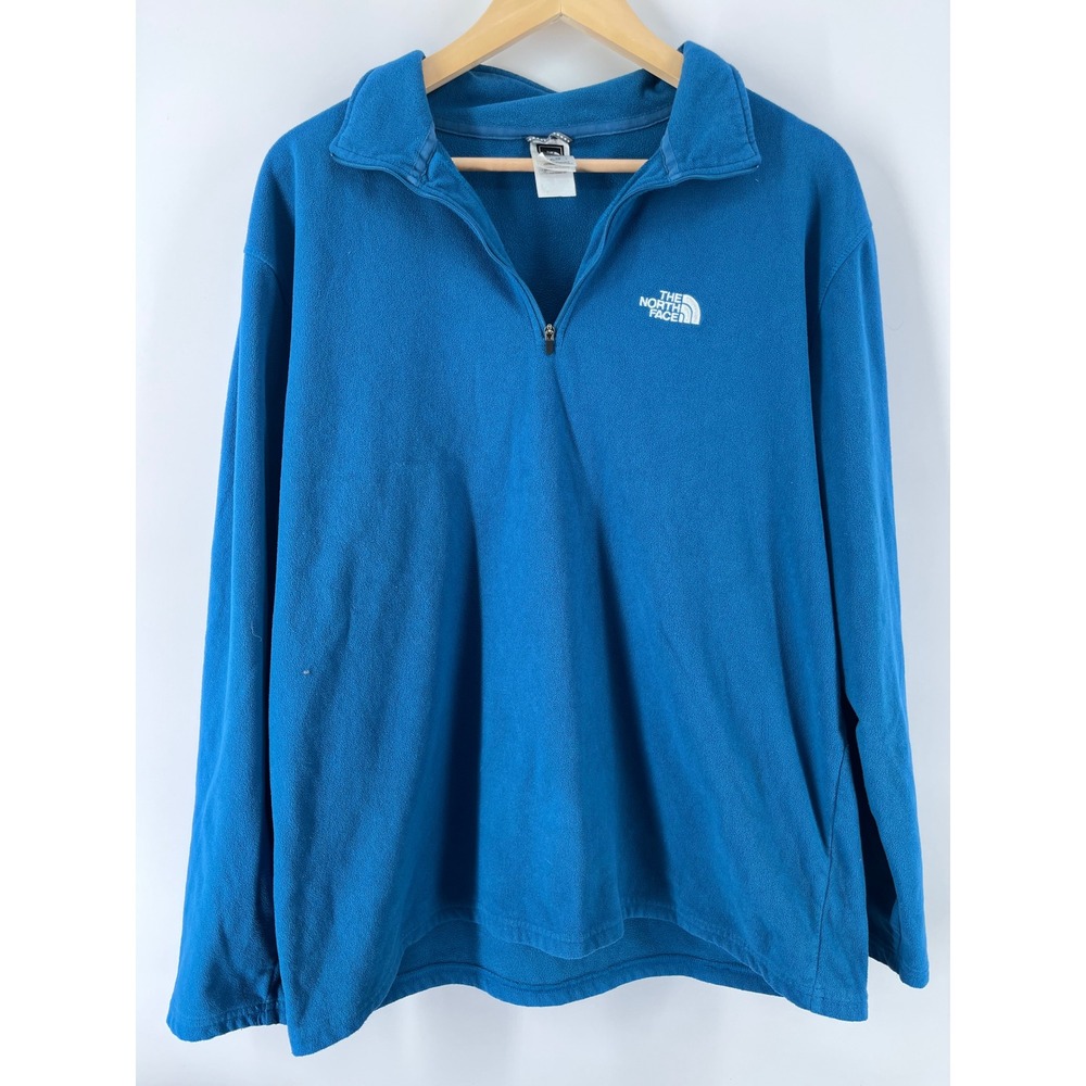 The North Face TKA 100 Mens XL Blue Quarter Zip Fleece Pullover Sweater